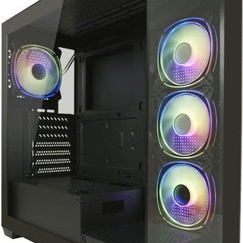 LC-Power Seamless_Pale_X Midi Tower Κουτί Υπολογιστή με Πλαϊνό Παράθυρο και RGB Φωτισμό Μαύρο