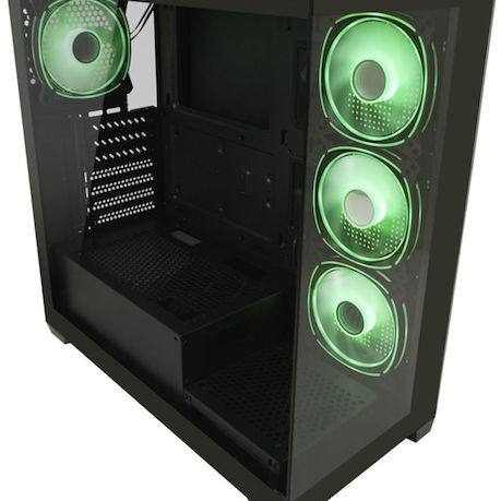 LC-Power Seamless_Pale_X Midi Tower Κουτί Υπολογιστή με Πλαϊνό Παράθυρο και RGB Φωτισμό Μαύρο