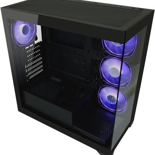 LC-Power Seamless_Pale_X Midi Tower Κουτί Υπολογιστή με Πλαϊνό Παράθυρο και RGB Φωτισμό Μαύρο