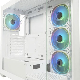 LC-Power Seamless_Pale_X Midi Tower Κουτί Υπολογιστή με Πλαϊνό Παράθυρο και RGB Φωτισμό Λευκό