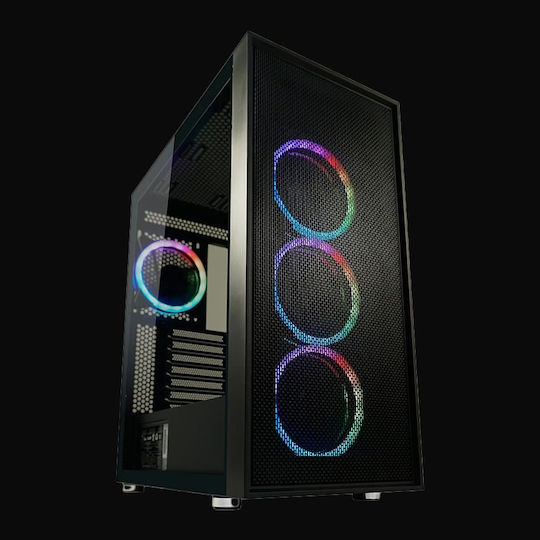 LC-Power Gaming Wanderer X Midi Tower Κουτί Υπολογιστή με Πλαϊνό Παράθυρο και RGB Φωτισμό Μαύρο