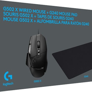 Logitech G502 X Gaming Ποντίκι 25600 DPI & G240 Mouse Pad Μαύρο
