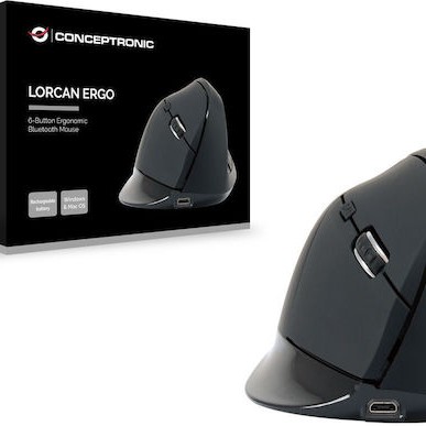 Conceptronic LORCAN03B Ασύρματο Εργονομικό Bluetooth Ποντίκι Μαύρο