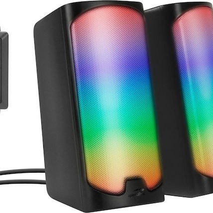 SpeedLink Tonos Ηχεία Υπολογιστή 2.0 με RGB Φωτισμό και Ισχύ 12W σε Μαύρο Χρώμα