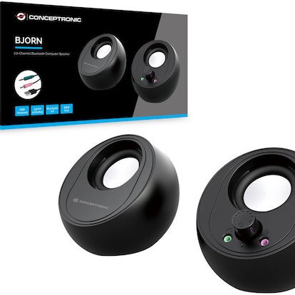 Conceptronic BJORN01B Ηχεία Υπολογιστή 2.0 με Bluetooth και Ισχύ 10W Μαύρα