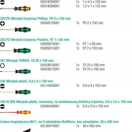 Wera Σετ 9 Μαγνητικά Κατσαβίδια