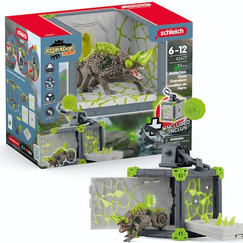 Schleich-S Παιχνίδι Μινιατούρα Battlecave Stone Chameleon Γκρι