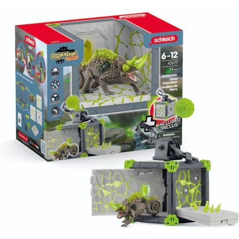 Schleich-S Παιχνίδι Μινιατούρα Battlecave Stone Chameleon Γκρι