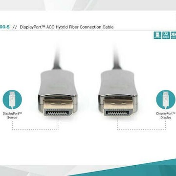 Digitus Cable DisplayPort male - DisplayPort male 30m Μαύρο (AK-340107-300-S)