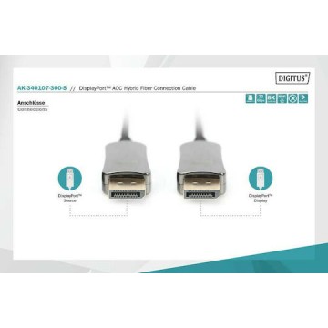 Digitus Cable DisplayPort male - DisplayPort male 30m Μαύρο (AK-340107-300-S)