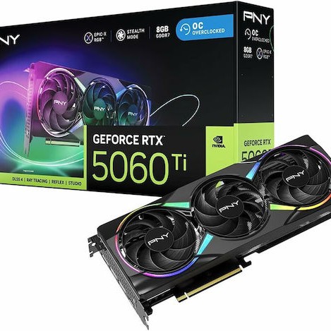 PNY GeForce RTX 5060 Ti 8GB GDDR7 EPIC-X RGB OC TRIPLE FAN Κάρτα Γραφικών