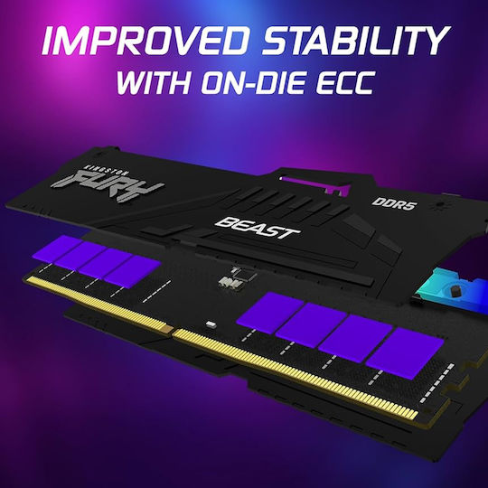 Kingston Fury Beast RGB DDR5 με Module 1x32GB και Ταχύτητα 6000 για Desktop