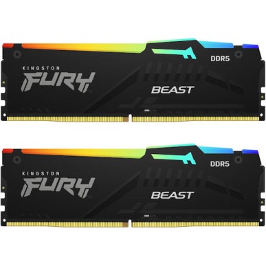 Kingston FURY Beast RGB DDR5 32GB RAM με 2x16GB Modules και Ταχύτητα 6400 για Desktop