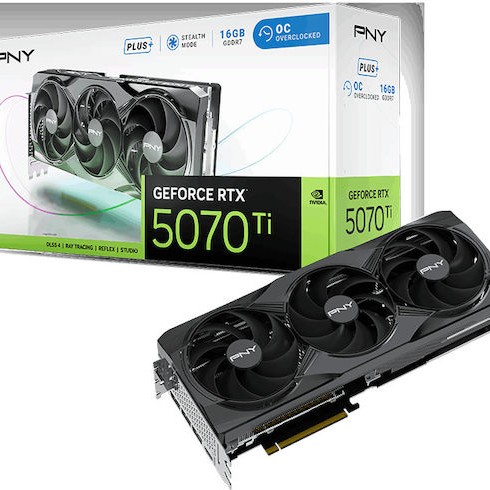 PNY GeForce RTX 5070 Ti 16GB GDDR7 Overclocked Triple Fan Plus Κάρτα Γραφικών