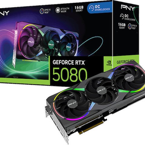 PNY GeForce RTX 5080 16GB GDDR7 EPIC-X RGB Overclocked Κάρτα Γραφικών