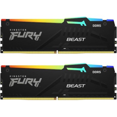 Kingston Fury Beast RGB DDR5 32GB RAM με 2x16GB Modules και Ταχύτητα 6800 για Desktop