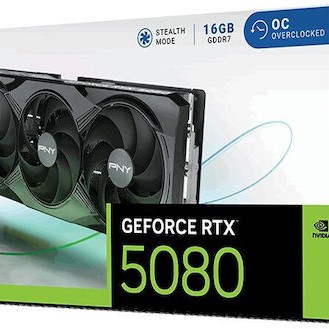 PNY GeForce RTX 5080 16GB GDDR7 Overclocked Triple Fan Κάρτα Γραφικών