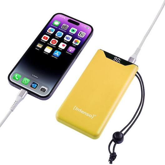 Intenso F10000 Power Bank 10000mAh 20W με Θύρα USB-A και Θύρα USB-C Quick Charge 3.0 Κίτρινο