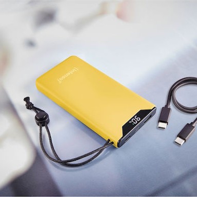 Intenso F10000 Power Bank 10000mAh 20W με Θύρα USB-A και Θύρα USB-C Quick Charge 3.0 Κίτρινο