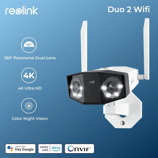Reolink Duo Series IP Dual Κάμερα Παρακολούθησης 4K Αδιάβροχη με Αμφίδρομη Επικοινωνία