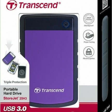 Transcend StoreJet 25H3P USB 3.0 Εξωτερικός HDD 1TB 2.5