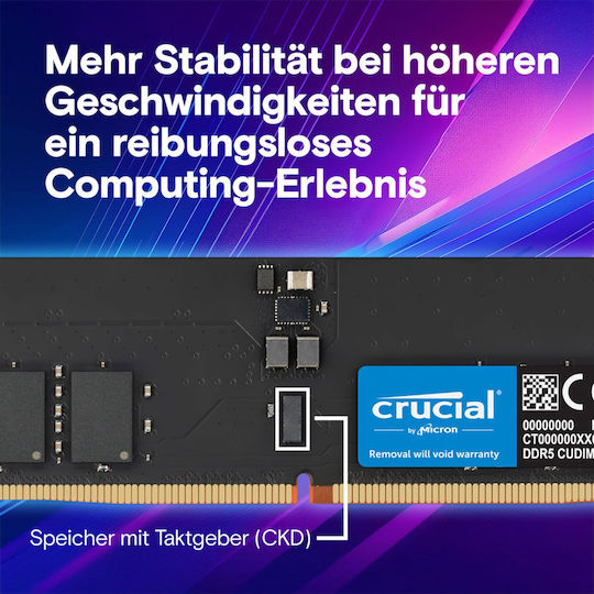 Crucial DDR5 64GB RAM με 2x32GB Modules και Ταχύτητα 6400 για Desktop