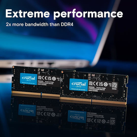 Crucial DDR5 128GB RAM με 2x64GB Modules και Ταχύτητα 5600 για Laptop