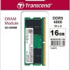 Transcend DDR5 με Module 1x16GB και Ταχύτητα 4800 για Laptop