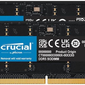 Crucial DDR5 64GB RAM με 2x32GB Modules και Ταχύτητα 5600 για Laptop