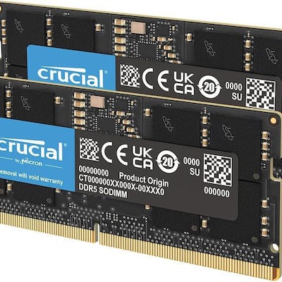 Crucial DDR5 64GB RAM με 2x32GB Modules και Ταχύτητα 5600 για Laptop