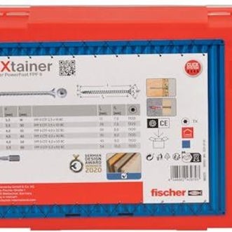 Fischer 562273 Fixtainer Powerfast Ii Chipboard, Pre-sorted Assortment Box With 700 Screws And 2 Bits, Countersunk Head, Full Thread And Torx Drive, Universal Set For Mounting De, Silver