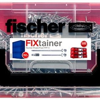 Fischer 562277 Fixtainer Powerfast Ii Chipboard, Pre-sorted Assortment Box With 700 Screws And 2 Bits, Countersunk Head, Partial, Full Thread And Pozi Drive, Universal Set For Mounting De, Silver