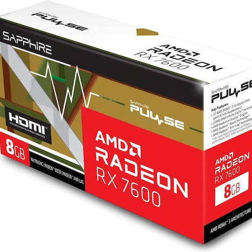 Sapphire Radeon RX 7600 8GB GDDR6 Pulse Κάρτα Γραφικών