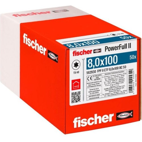 fischer Βίδα Γαλβανιζέ με Διάμετρο M8 και Μήκος 100mm 50τμχ