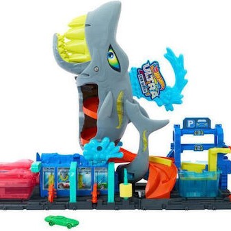 Hot Wheels City Ultra Shark Car Wash Πίστα Πλυντήριο Με Καρχαρία για 3+ Ετών