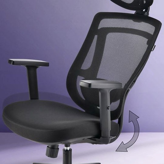 Καρέκλα Γραφείου με Ρυθμιζόμενα Μπράτσα Officepal Μαύρη Sharkoon