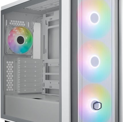 CoolerMaster MasterBox 600 Gaming Midi Tower Κουτί Υπολογιστή με Πλαϊνό Παράθυρο και RGB Φωτισμό Λευκό