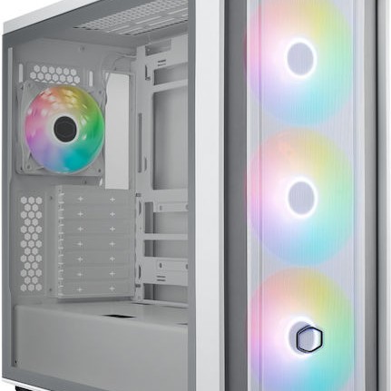 CoolerMaster MasterBox 600 Gaming Midi Tower Κουτί Υπολογιστή με Πλαϊνό Παράθυρο και RGB Φωτισμό Λευκό