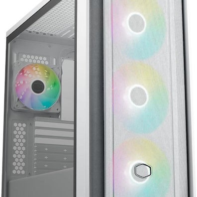 CoolerMaster MasterBox 600 Gaming Midi Tower Κουτί Υπολογιστή με Πλαϊνό Παράθυρο και RGB Φωτισμό Λευκό