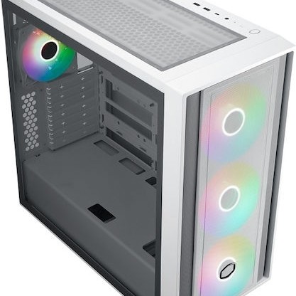 CoolerMaster MasterBox 600 Gaming Midi Tower Κουτί Υπολογιστή με Πλαϊνό Παράθυρο και RGB Φωτισμό Λευκό