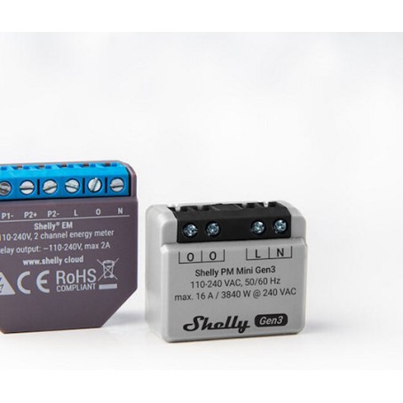 Shelly PM Mini Gen3 Smart Switch 1 Καναλιού Wi-Fi, Bluetooth & RF 16A (με Ουδέτερο)