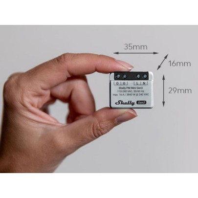 Shelly PM Mini Gen3 Smart Switch 1 Καναλιού Wi-Fi, Bluetooth & RF 16A (με Ουδέτερο)