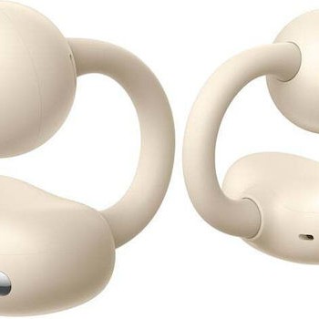 Huawei FreeClip Earbud Bluetooth Handsfree Ακουστικά με Αντοχή στον Ιδρώτα και Θήκη Φόρτισης Μπεζ