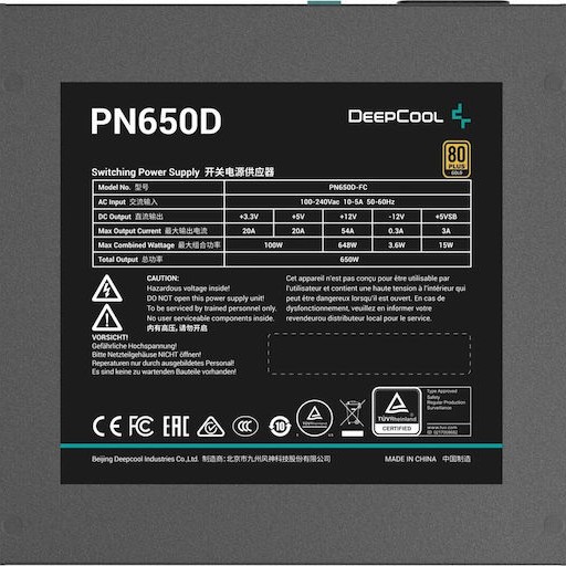 Deepcool PN650D 650W Μαύρο Τροφοδοτικό Υπολογιστή Full Wired 80 Plus Gold
