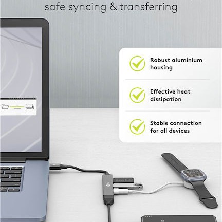 Goobay USB 3.2 Hub 4 Θυρών με σύνδεση USB-A Γκρι