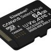 Kingston Canvas Select Plus microSDHC 64GB Class 10 U1 V10 A1 UHS-I με αντάπτορα