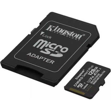 Kingston Canvas Select Plus microSDHC 128GB Class 10 U1 V10 A1 UHS-I με αντάπτορα
