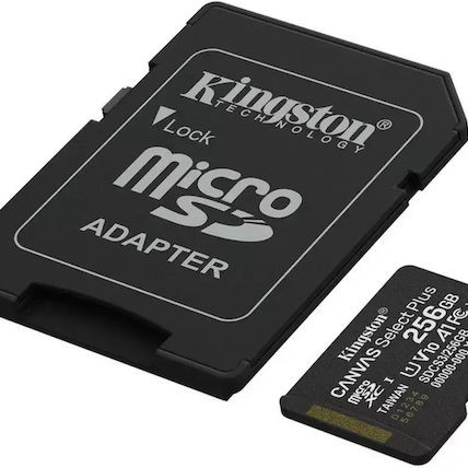 Kingston Canvas Select Plus microSDHC 256GB Class 10 UHS-I με αντάπτορα