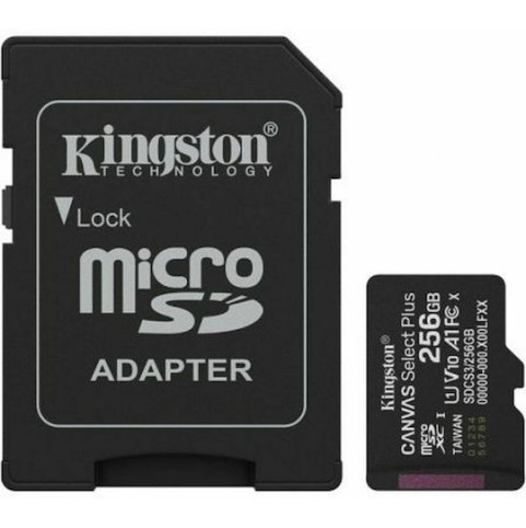 Kingston Canvas Select Plus microSDHC 256GB Class 10 UHS-I με αντάπτορα