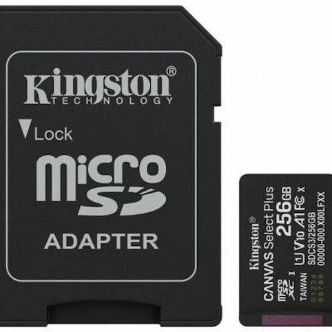 Kingston Canvas Select Plus microSDHC 256GB Class 10 UHS-I με αντάπτορα